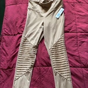 NWT Camel Beige Velour Accent Leggings
